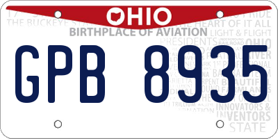 OH license plate GPB8935