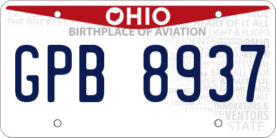 OH license plate GPB8937