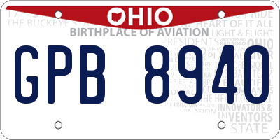 OH license plate GPB8940