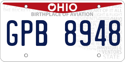 OH license plate GPB8948