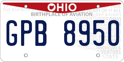 OH license plate GPB8950