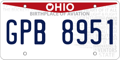 OH license plate GPB8951