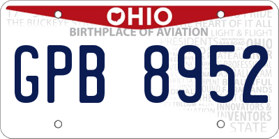 OH license plate GPB8952