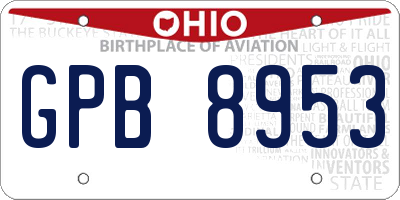 OH license plate GPB8953