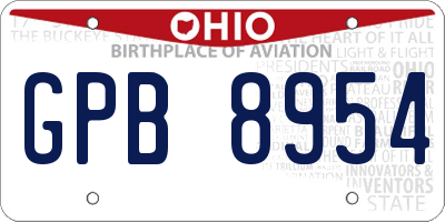 OH license plate GPB8954