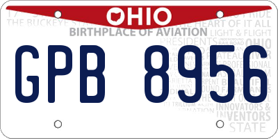 OH license plate GPB8956