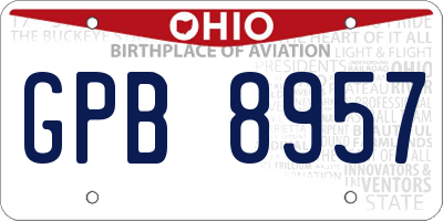 OH license plate GPB8957