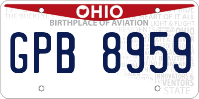 OH license plate GPB8959