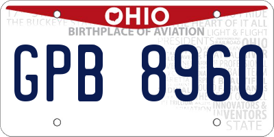 OH license plate GPB8960