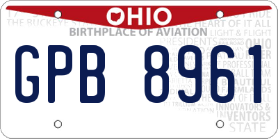OH license plate GPB8961