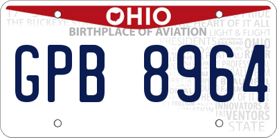 OH license plate GPB8964