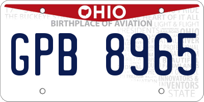 OH license plate GPB8965