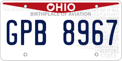 OH license plate GPB8967