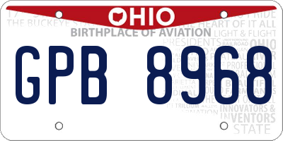 OH license plate GPB8968