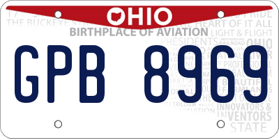 OH license plate GPB8969