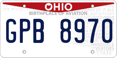 OH license plate GPB8970