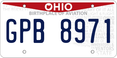 OH license plate GPB8971