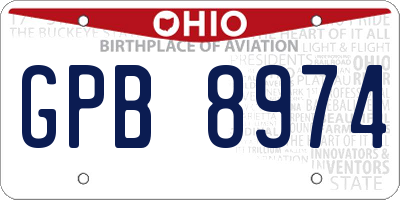 OH license plate GPB8974