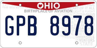 OH license plate GPB8978