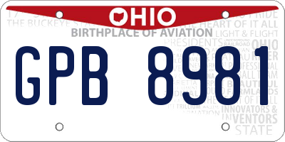 OH license plate GPB8981