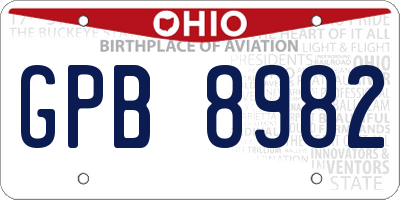 OH license plate GPB8982