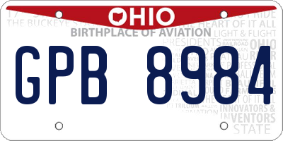 OH license plate GPB8984