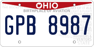 OH license plate GPB8987