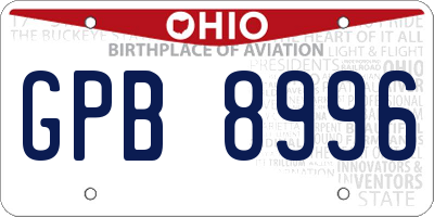 OH license plate GPB8996