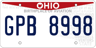 OH license plate GPB8998