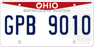 OH license plate GPB9010