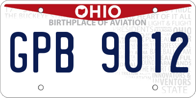 OH license plate GPB9012