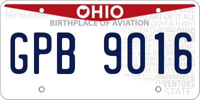 OH license plate GPB9016