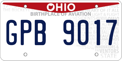 OH license plate GPB9017