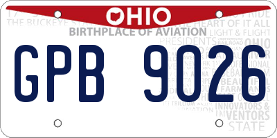 OH license plate GPB9026
