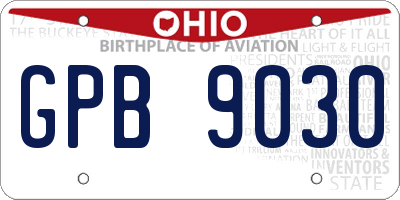 OH license plate GPB9030