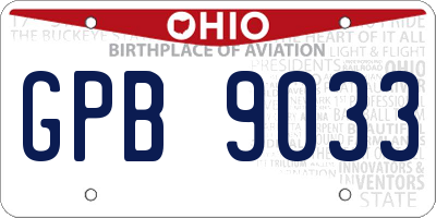 OH license plate GPB9033