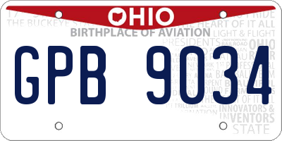 OH license plate GPB9034