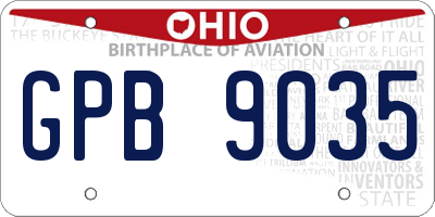 OH license plate GPB9035
