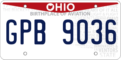OH license plate GPB9036