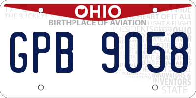 OH license plate GPB9058