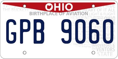 OH license plate GPB9060