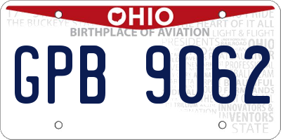 OH license plate GPB9062