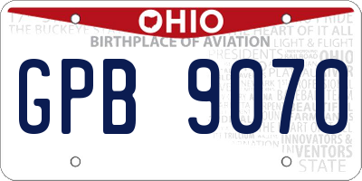 OH license plate GPB9070