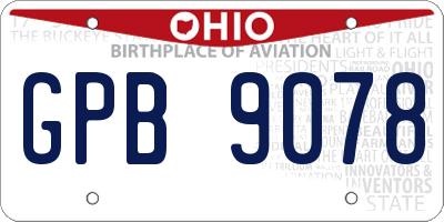 OH license plate GPB9078