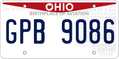 OH license plate GPB9086