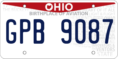 OH license plate GPB9087