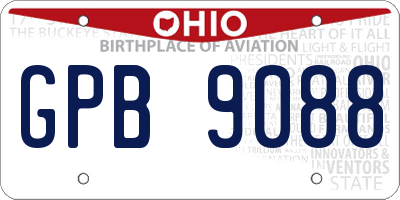 OH license plate GPB9088