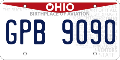 OH license plate GPB9090
