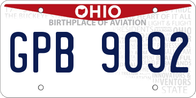 OH license plate GPB9092