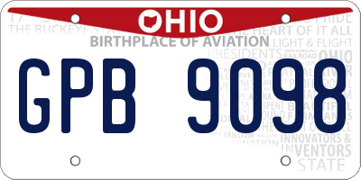 OH license plate GPB9098